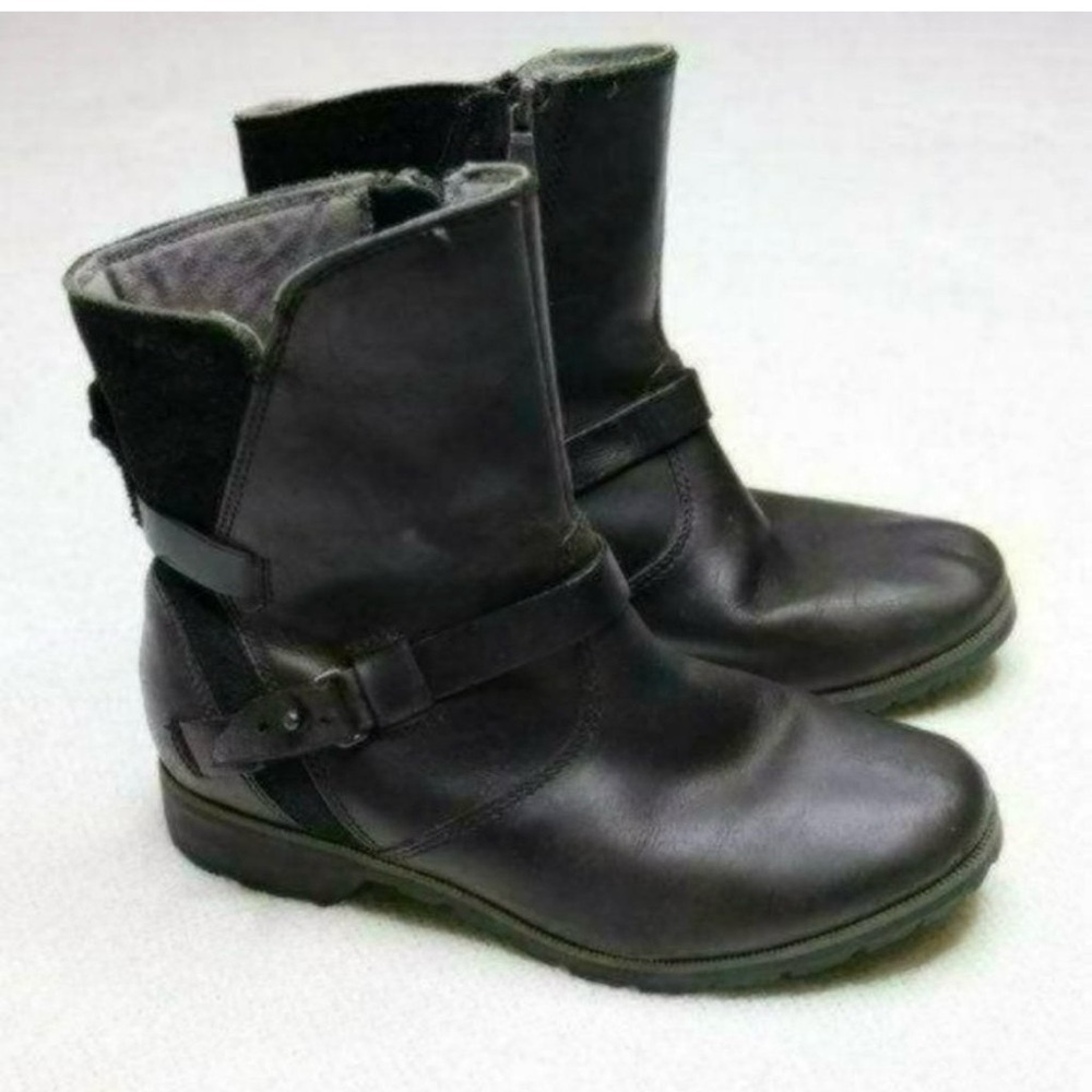 Teva Black Leather Ankle Boots